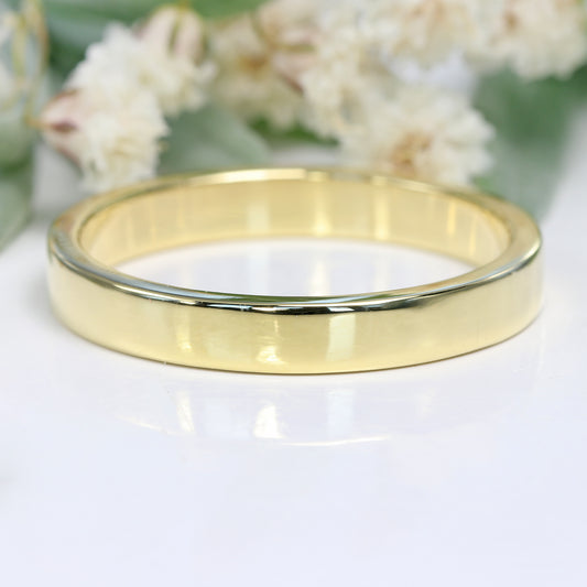 3mm Flat Wedding Ring in 18ct Yellow Gold - Size O 1/2 (Resize G - P)