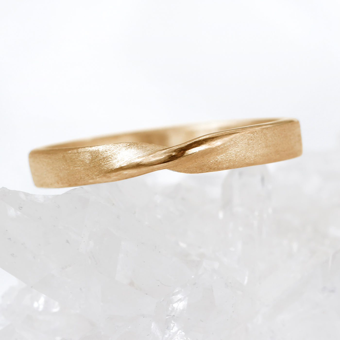 18ct Rose Gold 3mm Spun Silk Ribbon Twist Wedding Ring