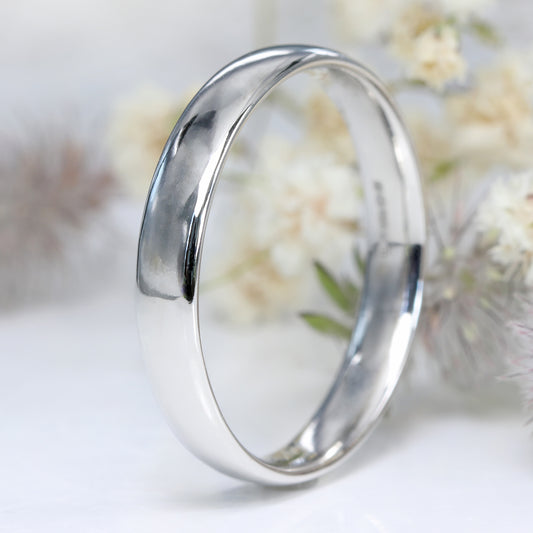 Platinum Polished 4mm Comfort Fit (Court) Wedding Ring