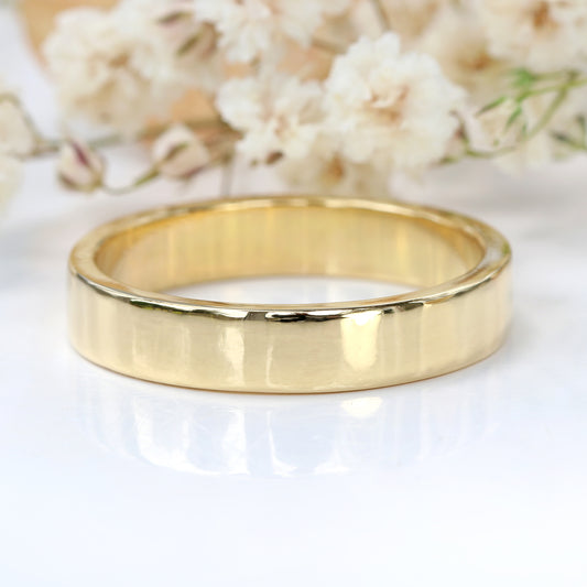 4mm Flat Wedding Ring in 18ct Yellow Gold - Size Q 1/2 or R (Resize G - R 1/2)