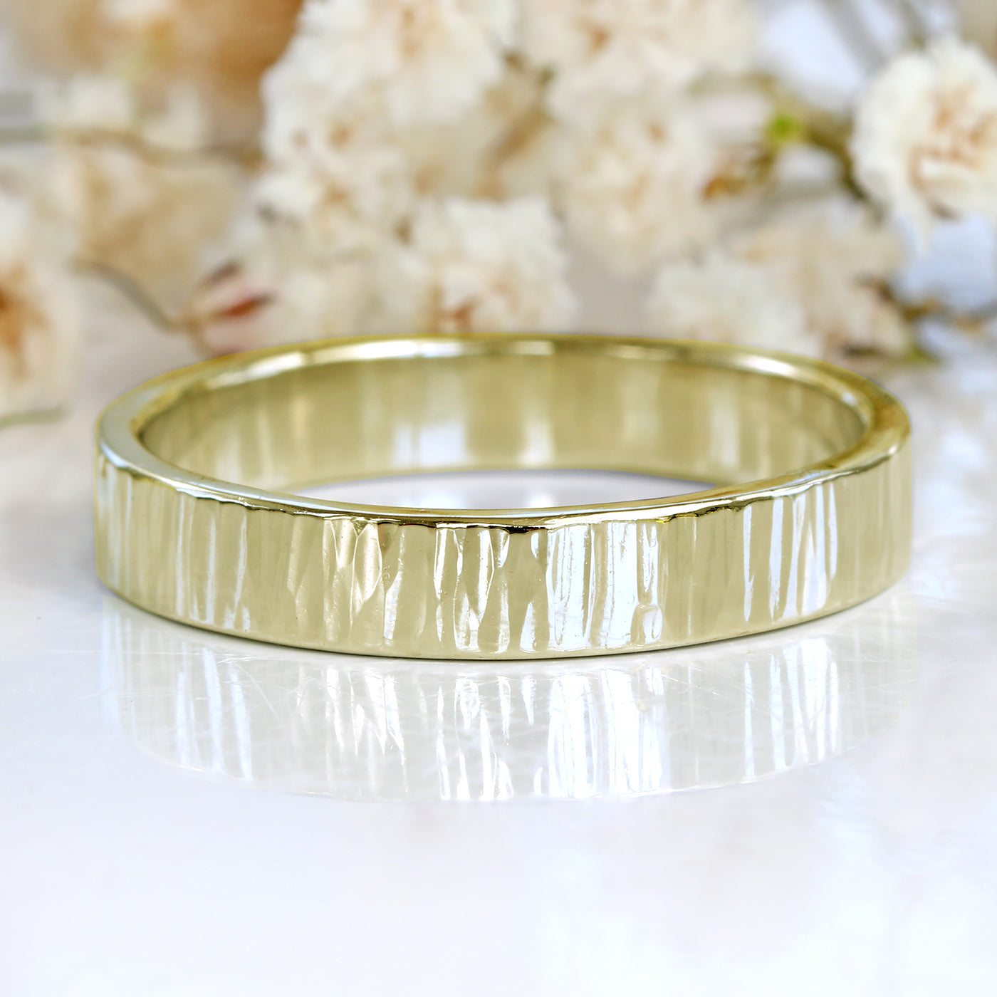 Tree Bark Texture 18ct Gold Wedding Ring