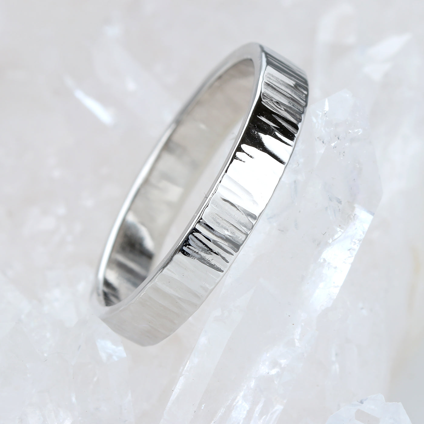 Platinum Tree Bark Texture Wedding Ring (Size T 1/2, Resize G - U)