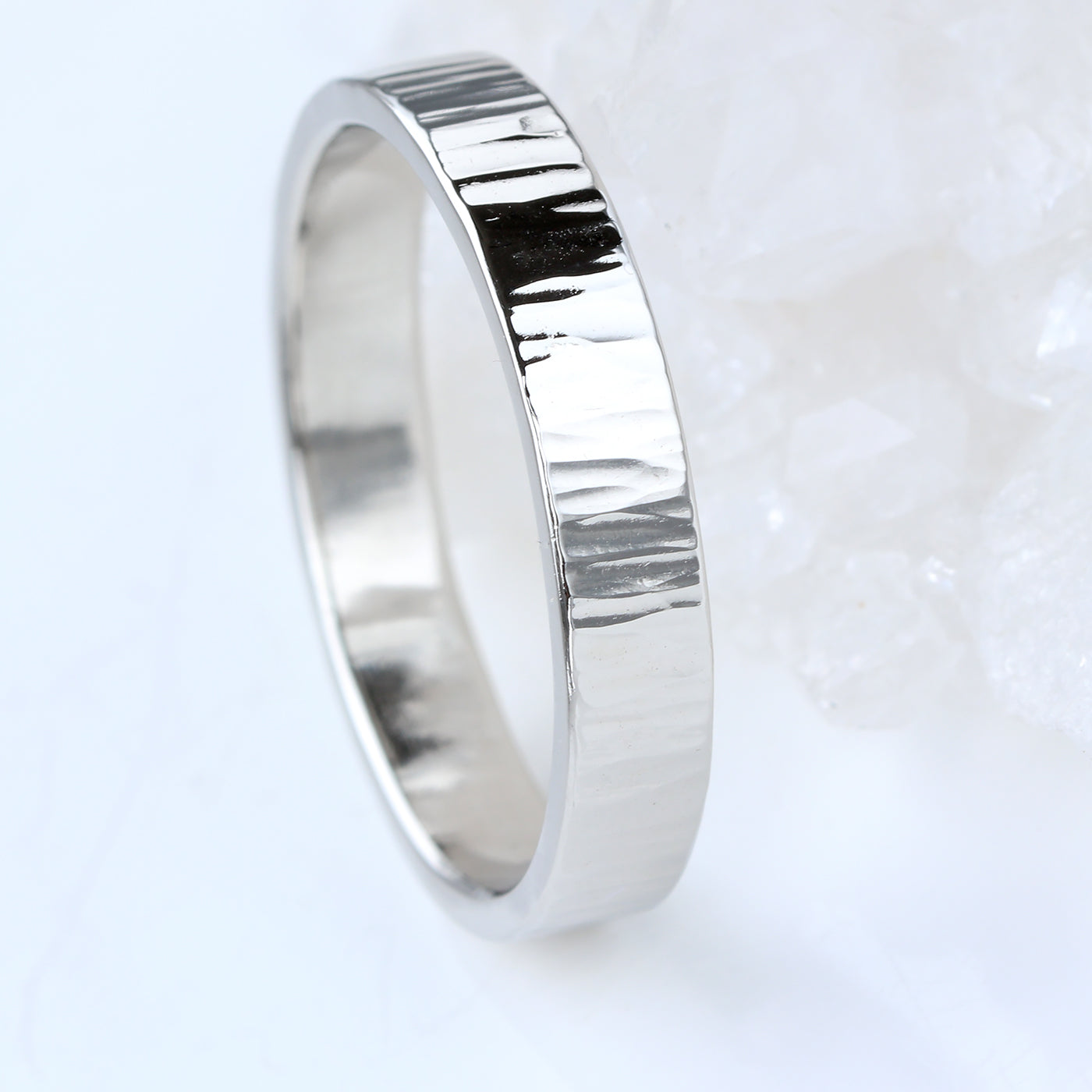 Platinum Tree Bark Texture Wedding Ring (Size T 1/2, Resize G - U)