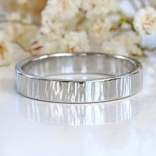 Platinum Tree Bark Texture Wedding Ring (Size T 1/2, Resize G - U)