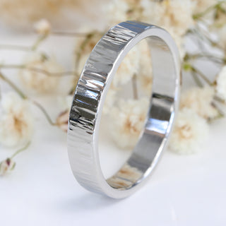 Platinum Tree Bark Texture Wedding Ring (Size T 1/2, Resize G - U)