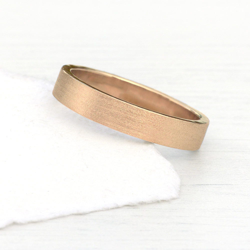 4mm 18ct Rose Gold Flat Wedding Ring