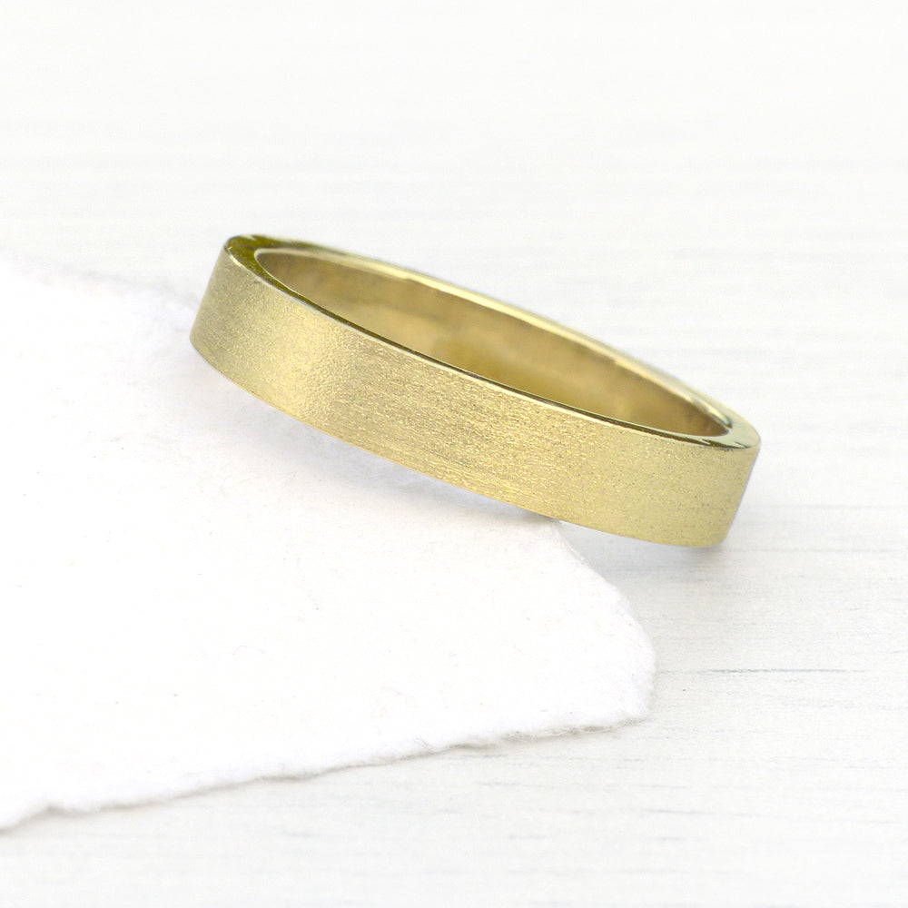 4mm 18ct Gold Flat Wedding Ring