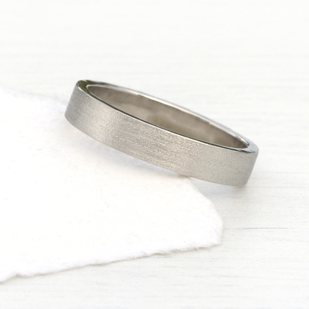 4mm 18ct White Gold Flat Wedding Ring