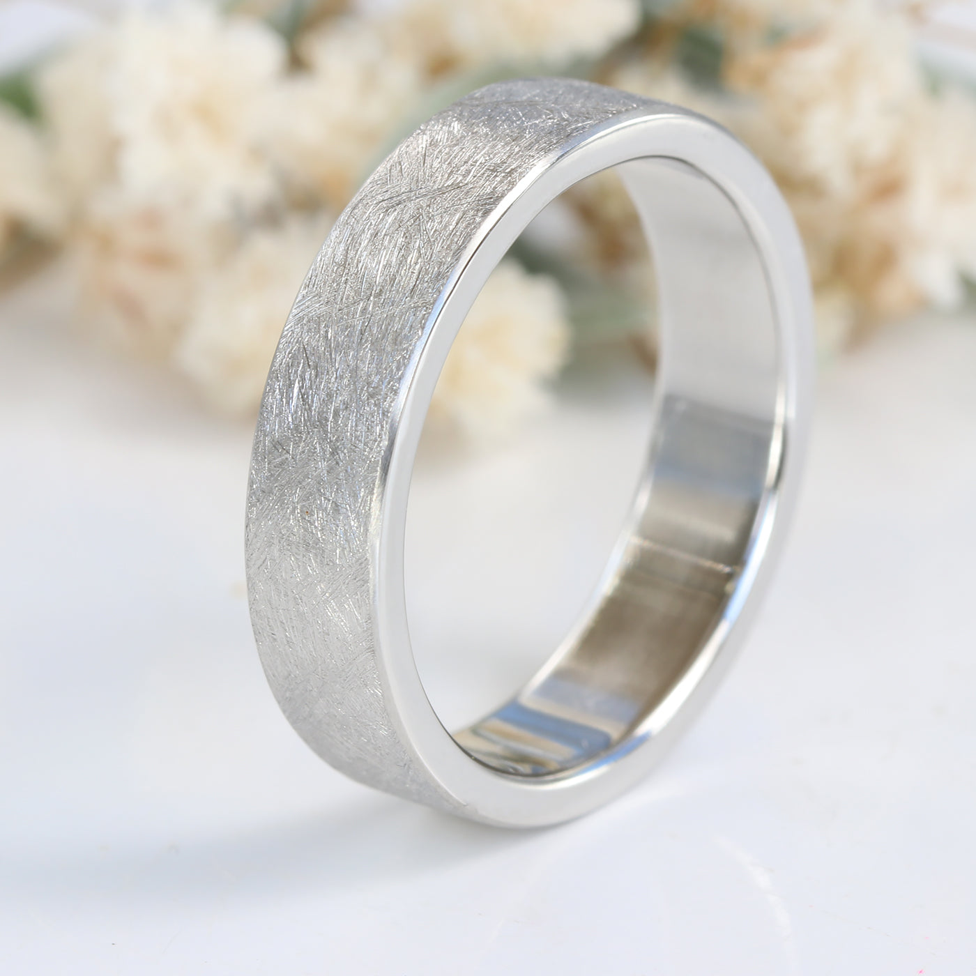 Platinum 5mm Urban Finish Flat Wedding Ring