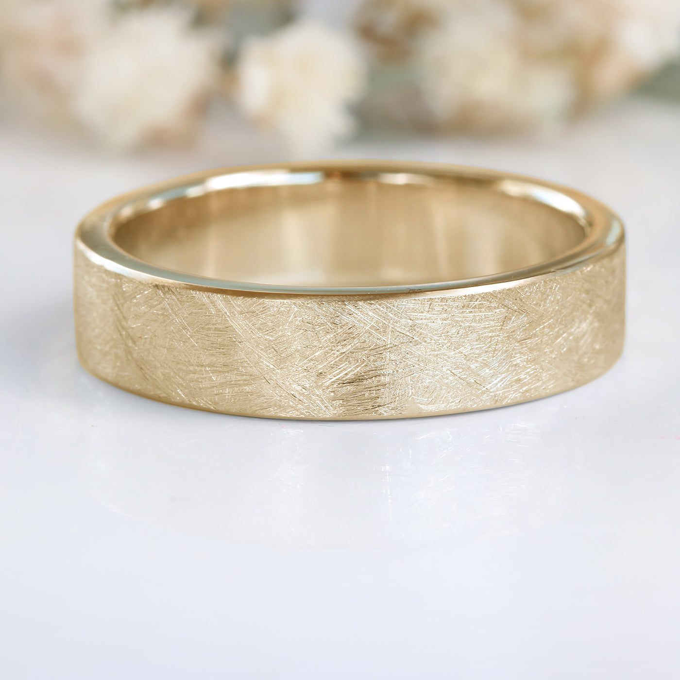 18ct Rose Gold 5mm Urban Finish Flat Wedding Ring