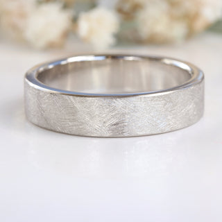 18ct White Gold 5mm Urban Finish Flat Wedding Ring