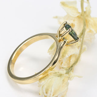 Custom 18ct Gold Oval Green Sapphire Solitaire Engagement Ring