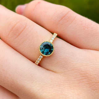 Bespoke Newlyn 18ct Gold Parti Sapphire & Pavé Diamond Band Solitaire Engagement Ring