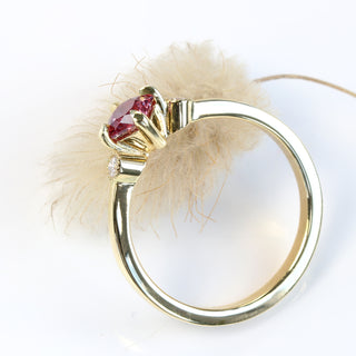 Custom 18ct Gold Octagon Cut Pink Sapphire & Diamond Trilogy Ring