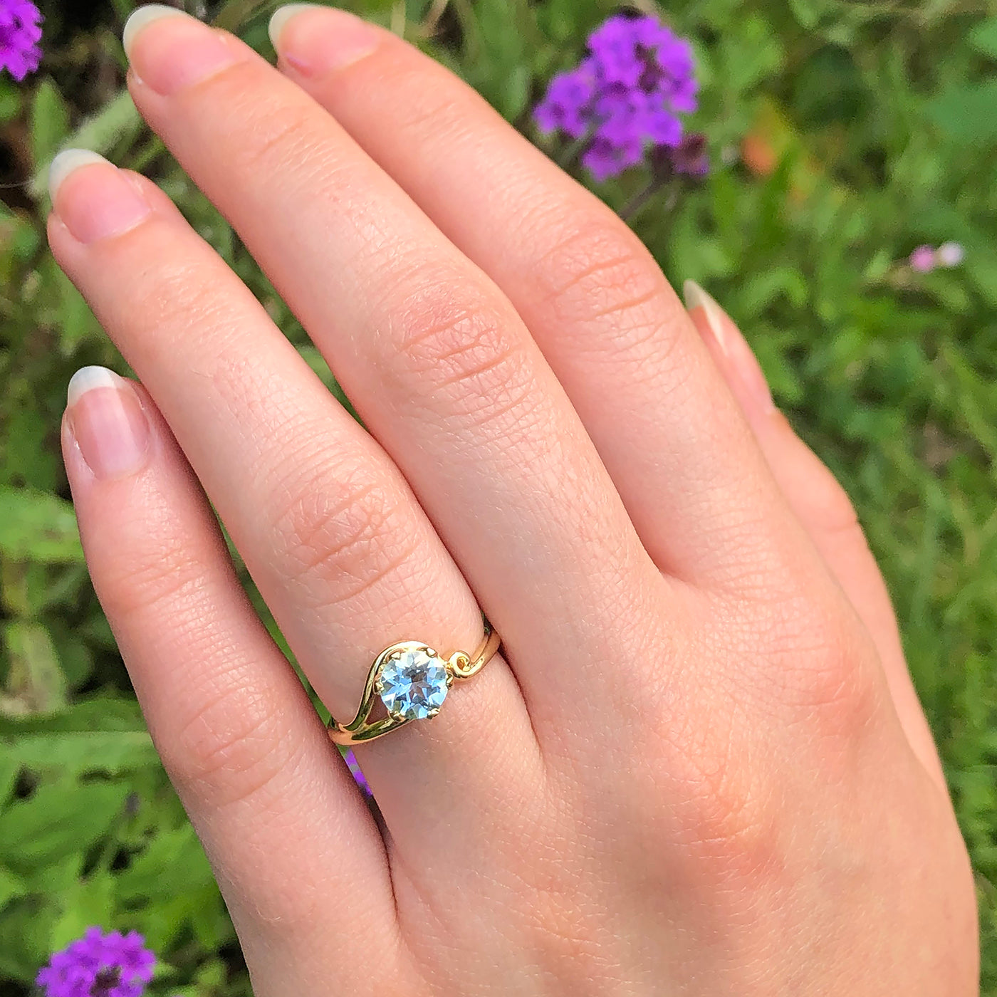 Aquamarine gold store engagement ring