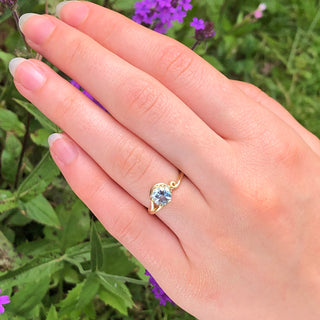 Custom Aquamarine Art Nouveau Engagement Ring