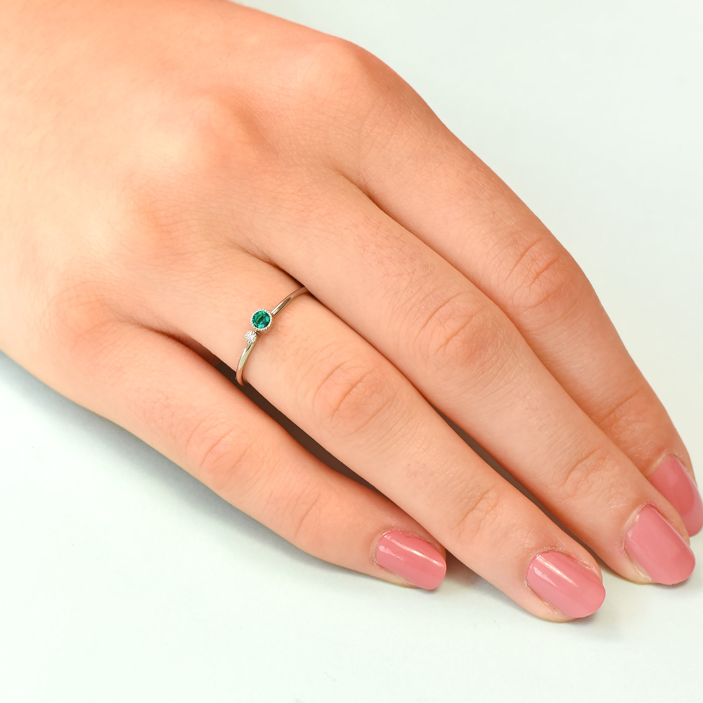 emerald birthstone stacking ring