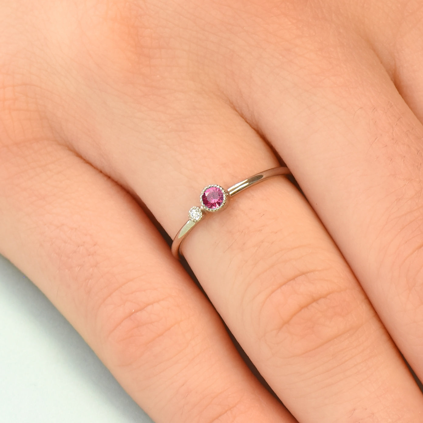 Ruby Stacking Ring in 18ct White Gold (July Birthstone)