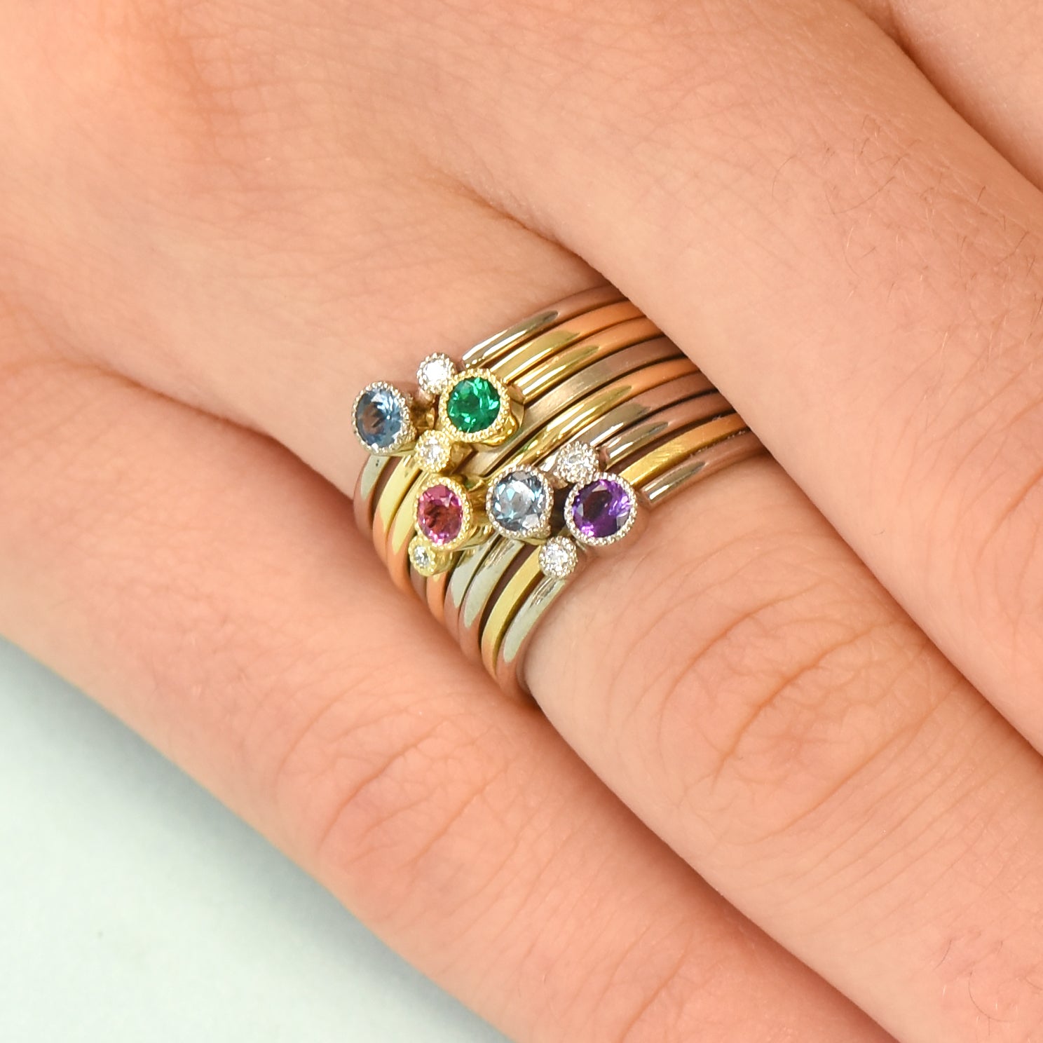 Stackable birthstone rings sale