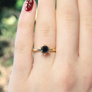 Custom 18ct Gold 6-Prong Set Black Diamond Engagement Ring