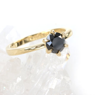 Custom 18ct Gold 6-Prong Set Black Diamond Engagement Ring