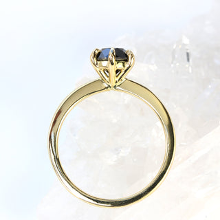 Custom 18ct Gold 6-Prong Set Black Diamond Engagement Ring