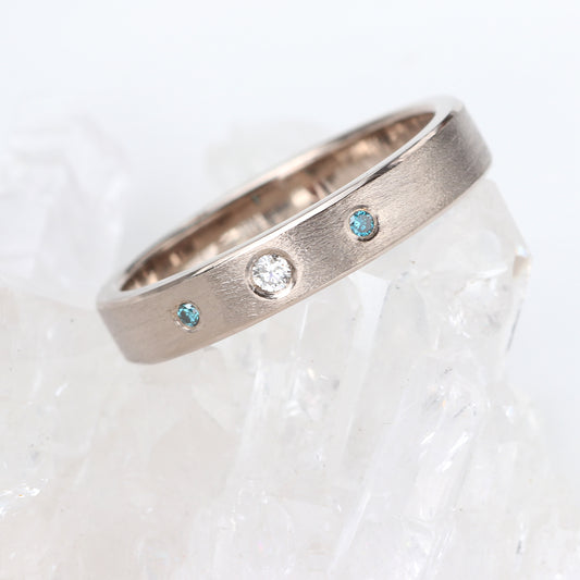 Custom Blue and White Diamond Band in 18ct White Gold
