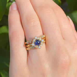 Golitha Handmade 18ct Gold Blue Sapphire and Diamond Halo Ring