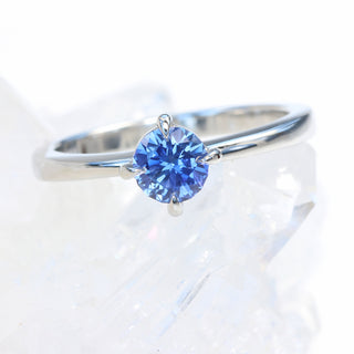 Platinum Blue Sapphire Basket Set Engagement Ring