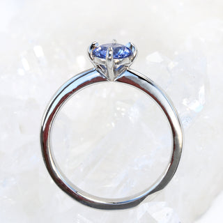 Platinum Blue Sapphire Basket Set Engagement Ring