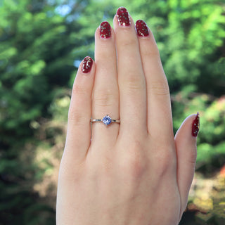 Platinum Blue Sapphire Basket Set Engagement Ring