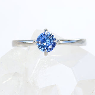 Platinum Blue Sapphire Basket Set Engagement Ring