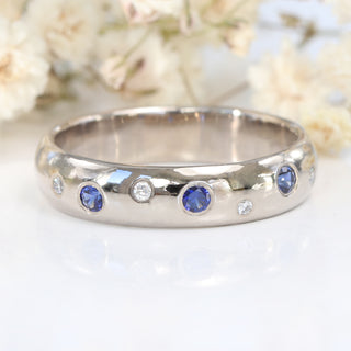 18ct White Gold Blue Sapphire & Diamond Ring (Size K)