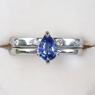 Platinum Pear Shape Blue Sapphire Solitaire Engagement Ring
