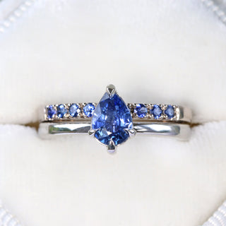 Platinum Pear Shape Blue Sapphire Solitaire Engagement Ring
