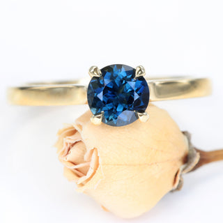 Custom 18ct Gold Deep Blue Sapphire Solitaire Ring