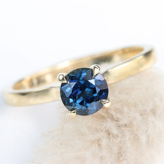 Custom 18ct Gold Deep Blue Sapphire Solitaire Ring