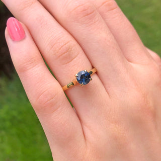 Custom 18ct Gold Deep Blue Sapphire Solitaire Ring