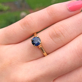 Custom 18ct Gold Deep Blue Sapphire Solitaire Ring