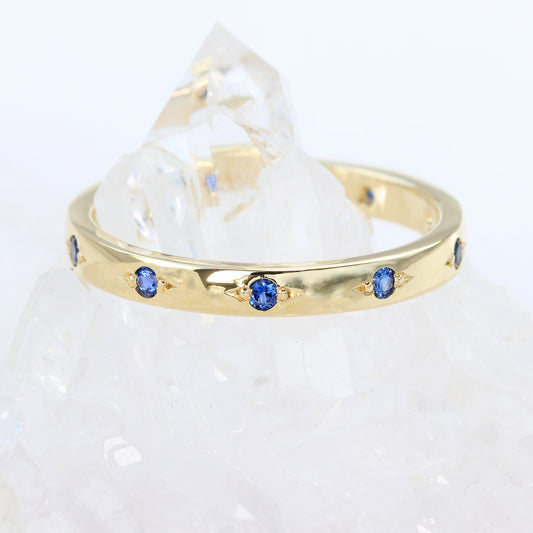 Custom Ceylon Sapphire Eternity Ring in 18ct Gold