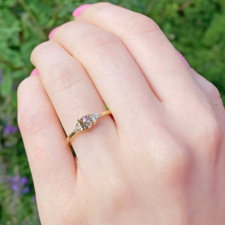 18ct Gold Champagne Diamond Cluster Engagement Ring