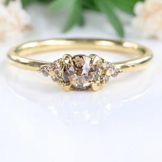18ct Gold Champagne Diamond Cluster Engagement Ring