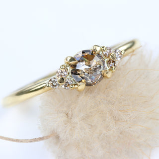 18ct Gold Champagne Diamond Cluster Engagement Ring
