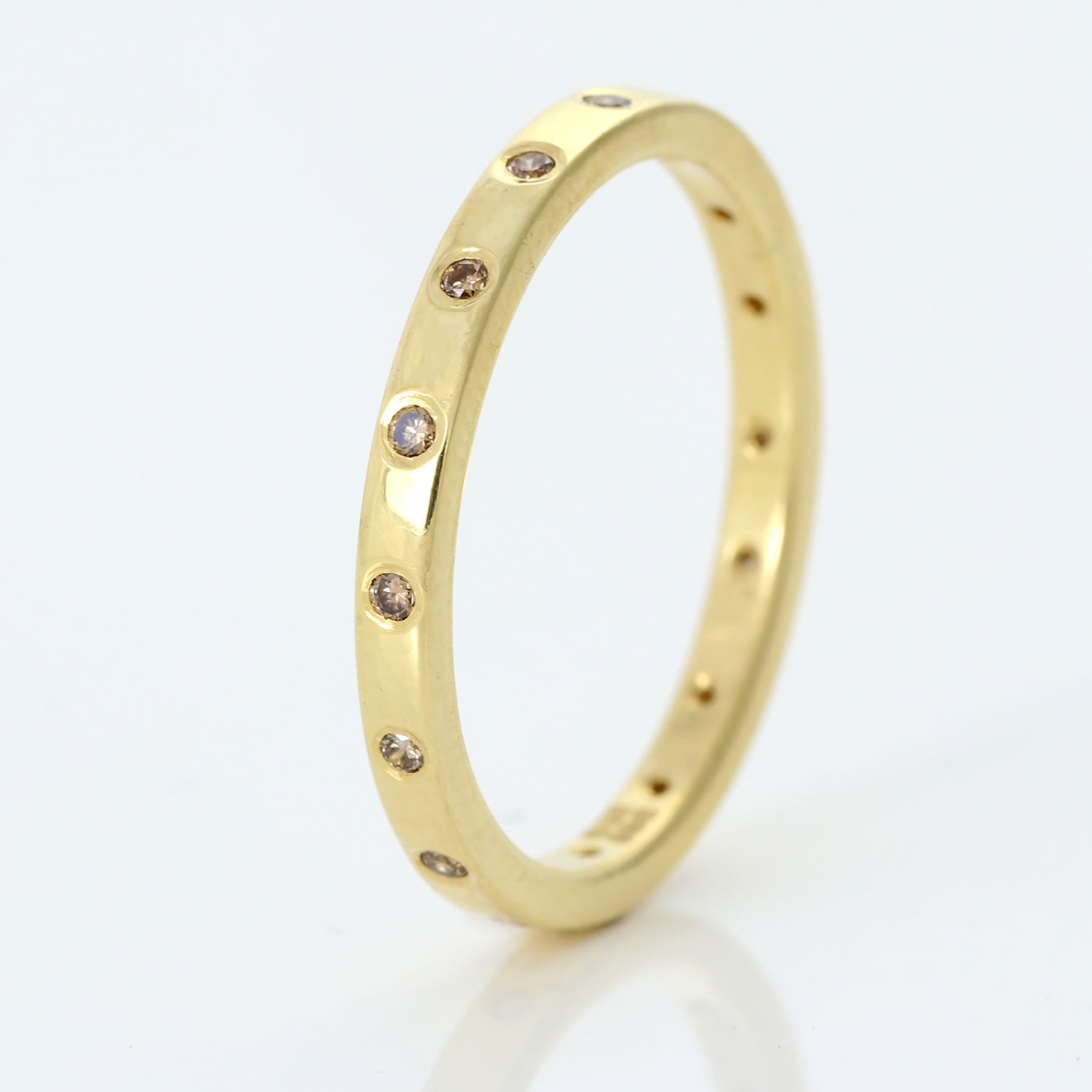 slim champagne diamond wedding ring