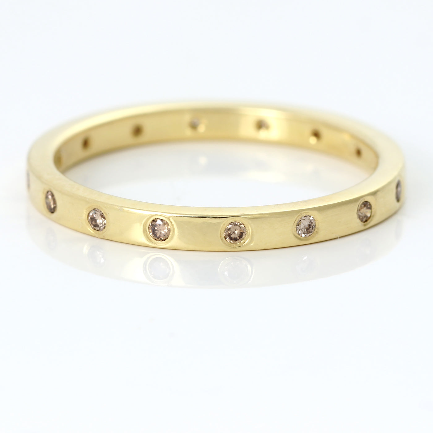 slim champagne diamond wedding ring