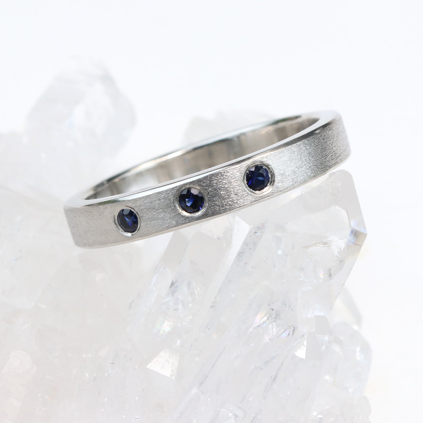 Custom Dark Blue Sapphire Wedding Ring in 950 Platinum