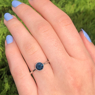 Custom Platinum Parti Sapphire Milgrain Solitaire Engagement Ring