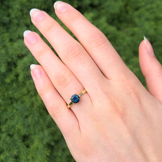 18ct Gold Parti Sapphire Claw Set Solitaire Engagement Ring