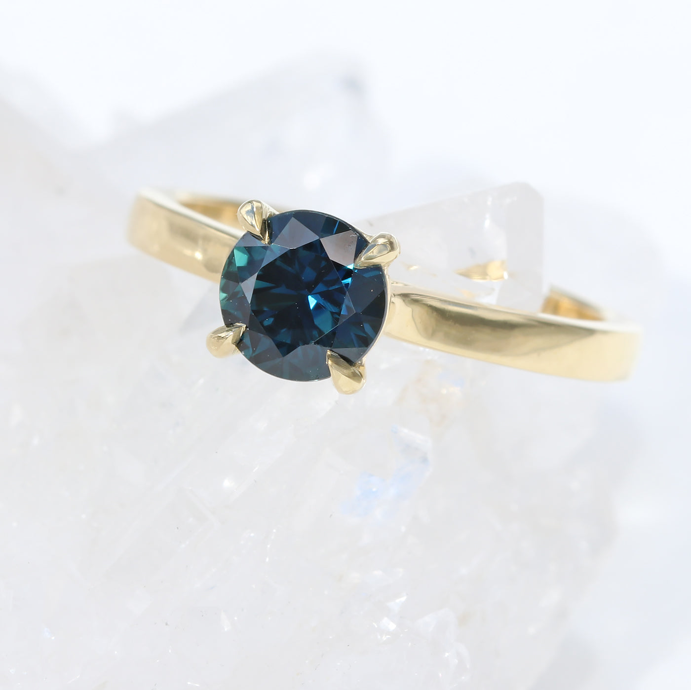 18ct Gold Parti Sapphire Claw Set Solitaire Engagement Ring