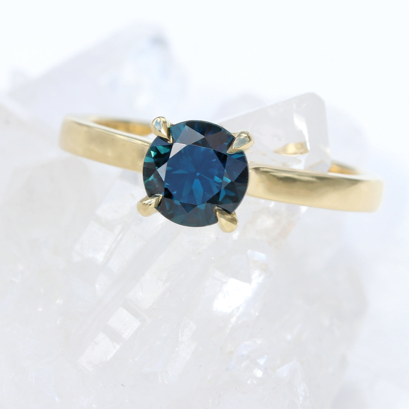 18ct Gold Parti Sapphire Claw Set Solitaire Engagement Ring